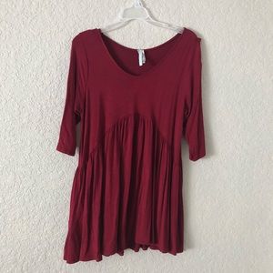 Maroon draped top
